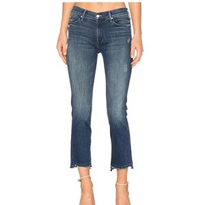 MOTHER The Rascal Ankle Undone Step Fray Denim Jean Dark Graffiti Wash Size 27